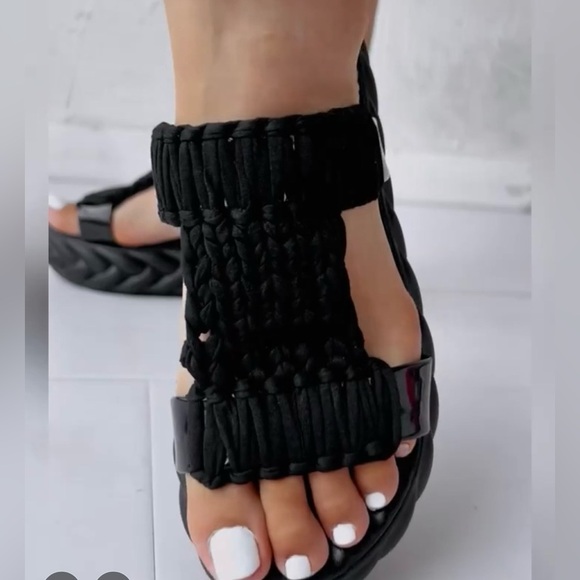 Summer Soft Sole Braided Sandals - Women's Solid Color Platform - Picture 4 of 15